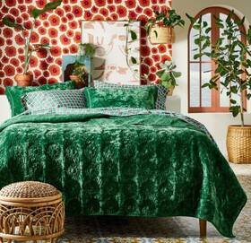 Opalhouse Designed With Jungalow 191908875514 Sun Stitched Vintage Velvet Quilt Green Full Queen Boho