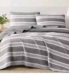 Orchard Road 783048236616 Heathered Stripe 3-piece King Coverlet Set Grey