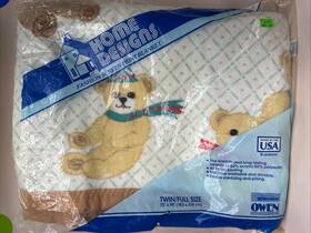 Owen 025853040911 New Vtg Home Designs Fashion Print Bedtime Bears Blanket Full Twin 80s Usa
