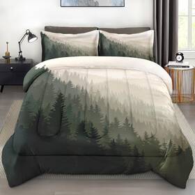 Lqq2407123003-mb-ta-jp Pamnest Comforter Set Twin Size Mountain Pine Tree Soft 2 Pcs Bedding For Kids And A