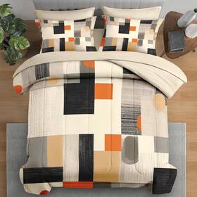 Tx250109115-mb7s-ta7 Pamnest Comforter Set Twin Size Geometric Painting Contemporary 5 Pcs Bedding For Ki
