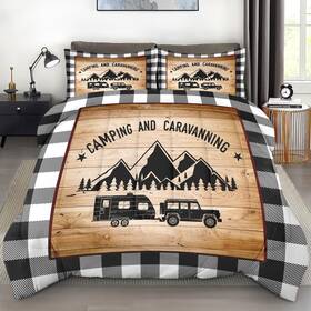 Zt24032057-mb-qa Pamnest Comforter Set Queen Size Camper Vintage Mountain Soft 3 Pcs Bedding For Kids