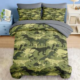 Zt2407121032-mb7s-ta-3-fba Pamnest Comforter Set Twin Size Camouflage Dino Dinosaur 5 Pcs Bedding For Kids And