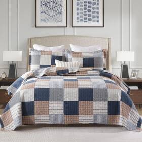 Pangushan 614166324698 100% Cotton Quilt Set Queen Size Patchwork Plaid Beddi