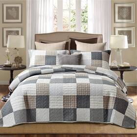Pangushan 673311307214 100% Cotton Quilt Set Queen Size Patchwork Plaid Bedding Bedspreads Farmh