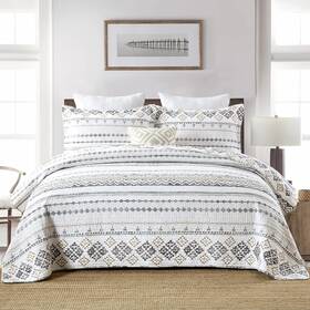 Pangushan 689713676766 Queen Size Quilt Set 100% Cotton Boho Bedding White/gr