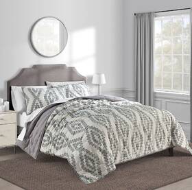 Paola 734737550582 King Quilt Black Gray White Geometric Jacquard Cotton Bedding