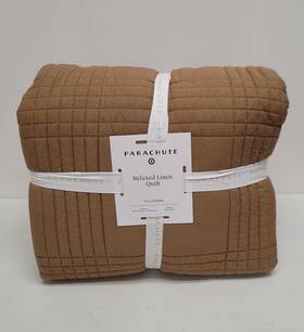 Parachute 810172543607 Relaxed Linen Quilt Size Full/queen Medium Weight - Brown