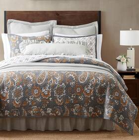 Qn2111-fq-gy Paseo Road Abbie 3 Piece Quilt Set With Pillow Shams Gray Queen Size Cotton