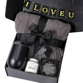 Hz-patelai-6245 Patelai Fathers Day Premium Gift Basket Set For Dad Bed Blanket Mug Black