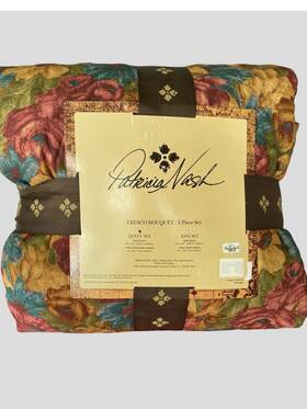 156025 Patricia Nash 3 Piece Queen Quilt Set Fresco Bouquet Pattern New