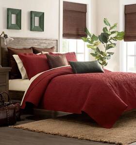 Patricia Nash 849203076227 Classic Tooled Red Queen Quilt Set 3pcs Reversible New With Shams