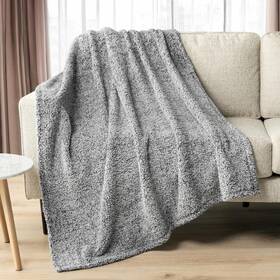P-b3002x-hgy Pavilia Sherpa Throw Blanket For Couch Sofa Twin - 60x80 Heather Gray