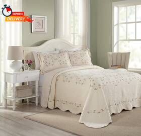 80phc338d06f Peking Handicraft Inc Felisa Floral Embroidered Quilted Bedspread Lightweight All Seasons Vintage Bed