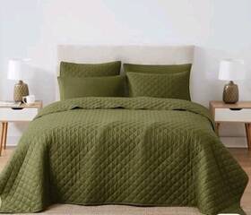 Pem America 783048246134 Solid Oversized Percale Full/queen 3 Piece Olive Green
