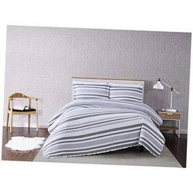 Qs3229txl-2600 Pem America Truly Soft Curtis Stripe Quilt Set Twin Xl White/grey