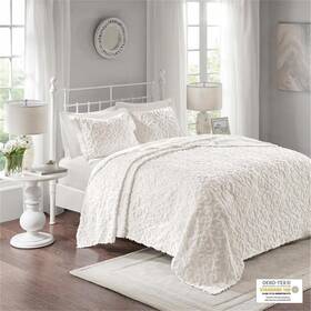 Pr-4753-2690643 Pemberly Row Contemporary 3 Piece Tufted Cotton Chenille Bedspread Set