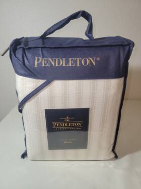 Pendleton 008889170609 Full Queen Size Blanket Ticking Stripe 90 Inch X96 Color Natural Cream New