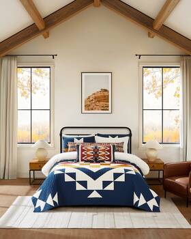 Pendleton 008889340729 3 Pc Castle Rock Full / Queen Quilt And Shams Set Nip