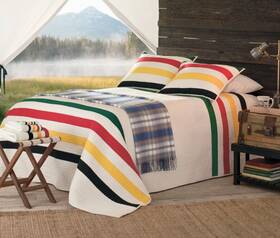 Pendleton 008889370085 Nwt Ivory Cotton Glacier Park 3-pc Quilt/shams Set Full/queen F/q