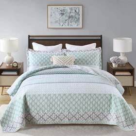 Hhz-bz56-gr-king Perhom Quilt King Size - Set 100% Long-staple Cotton Floral