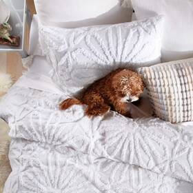2d2194c4wt Peri Home 100% Cotton Comforter And Sham Set White Chenille Medallion King