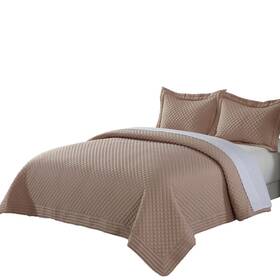 Permafresh 848342016583 Lotus Home Diamondesque Water And Stain Resistant Microfiber Quilt Full/quee
