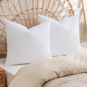 43528-93365 Phf 100% Cotton Waffle Weave Euro Shams 26 Inch X No Filling 2 Pack Elegant