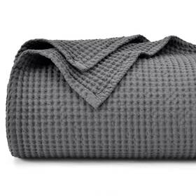 Phf 664271833769 100% Cotton Waffle Weave Blanket Queen Size 90 Inch X Charcoal