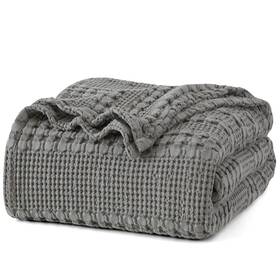 Phf 956867704824 100% Cotton Waffle Weave Blanket King Size Soft Lightweight Breathable C