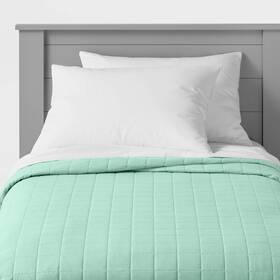 80775340 Pillowfort Full/queen Box Stitch Microfiber Kidsft Quilt Mint -