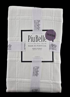 Birt1006 Piubelle Premiere Fine Linens Portugal Queen Textured White Cotton Coverlet Bedspread New