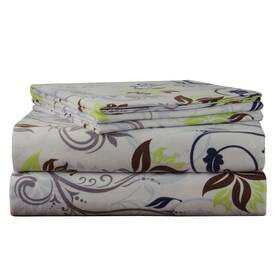 Fp170-kg-spg Pointehaven 170 Gsm Flannel Sheet Set King Printed Spring Ivy