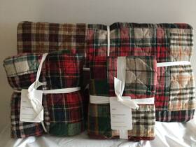 07845598 Pottery Barn Peyton Plaid Patchwork Reversible Quilt And 2 Shams King/cal King