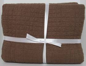 100621 Pottery Barn Stitched Belgian Linen F/q Quilt 92 Inch W X 88 L Espresso New