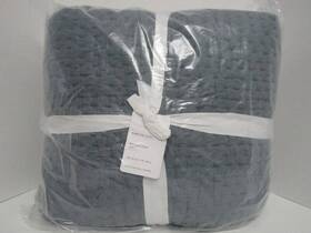 102924 Pottery Barn Pick-stitch Handcrafted Cotton Linen Quilt King/cal.king Blue Nwt