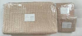 1127892 Pottery Barn Washed Velvet Handcrafted Quilt Queen And Standard Shams Pink Sand