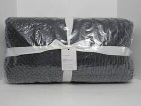 1274668 Pottery Barn Cross Stitch Velvet Quilt Full Queen Steel Blue Nwt