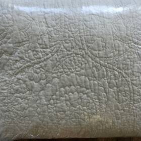 1541630 Pottery Barn Belgian Flax Linen Floral Stitch King /cal Quilt Color
