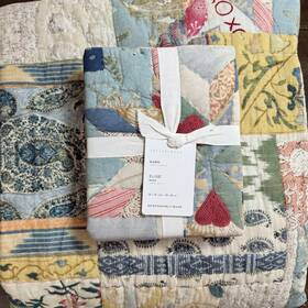 1755952 Pottery Barn Elise Love Patchwork King Quilt Set 1 Euro Sham Handcrafted