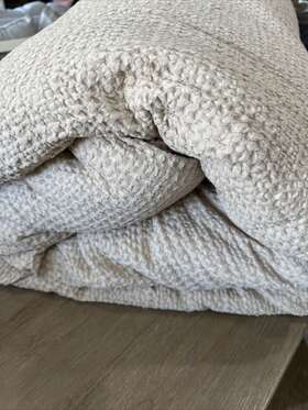 1811151 Pottery Barn Vintage Washed Cotton Linen Comforter King Cal Flax