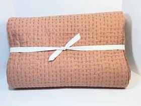 1821728 Pottery Barn F/q Pick-stitch Handcrafted Cotton Linen Quilt Brick