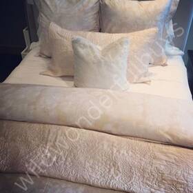 2026521 Pottery Barn Belgian Flax Floral Stitch Quilt Rosewater King 2 Euro Shams 3p