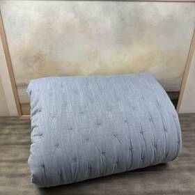 2282664 Pottery Barn Cotton Cross Stitch Quilt King/cal. King Chambray Blue Spots Read