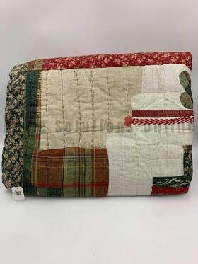 239062 Pottery Barn Holiday Love Reversible Cotton Quilt Multi King Cal #z1143