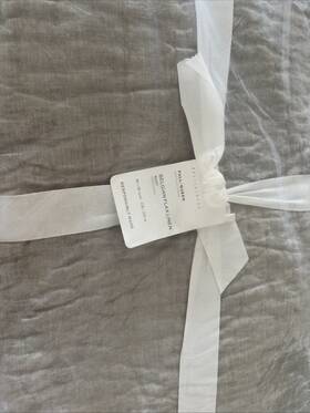 2562439 Pottery Barn Belgian Linen Hand Stitched Full/queen Quilt Eucalyptus Nwt
