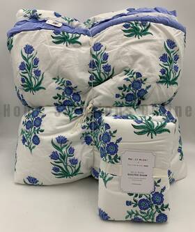 2593608 Pottery Barn Teen Roller Rabbit Wild Rose Twin Quilt 1 Standard Sham Blue #b18