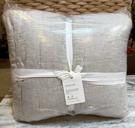 2877621 Pottery Barn European Flax Linen Waffle Quilt King/cal King - Nwt Beige