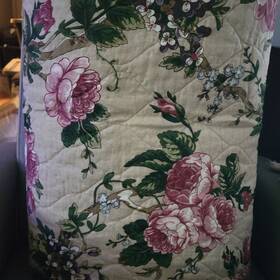 2937376 Pottery Barn Adelise Floral Cotton Linen Reversible F/q Quilt French Country