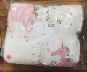 2965914 Pottery Barn Mystical Unicorn Quilt Set Pink Twin Embroidered No Sham Kids New